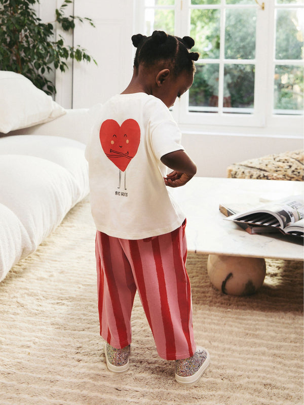 Red Heart Short Sleeve 100% Cotton T-Shirt and Wide Trousers Set (3mths-7yrs)