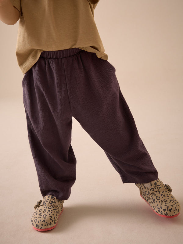 Brown Textured Barrel Leg Trousers (3mths-7yrs)