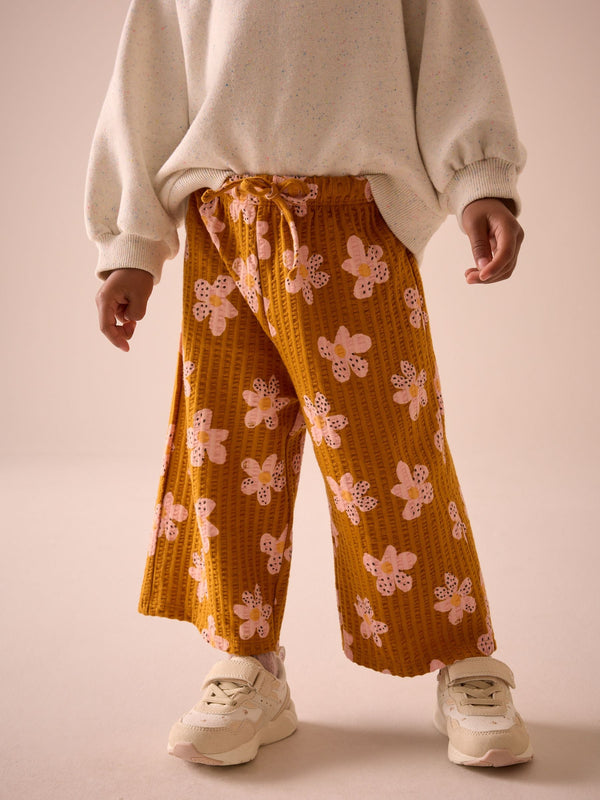 Brown Flower Wide Leg Trousers (3mths-7yrs)