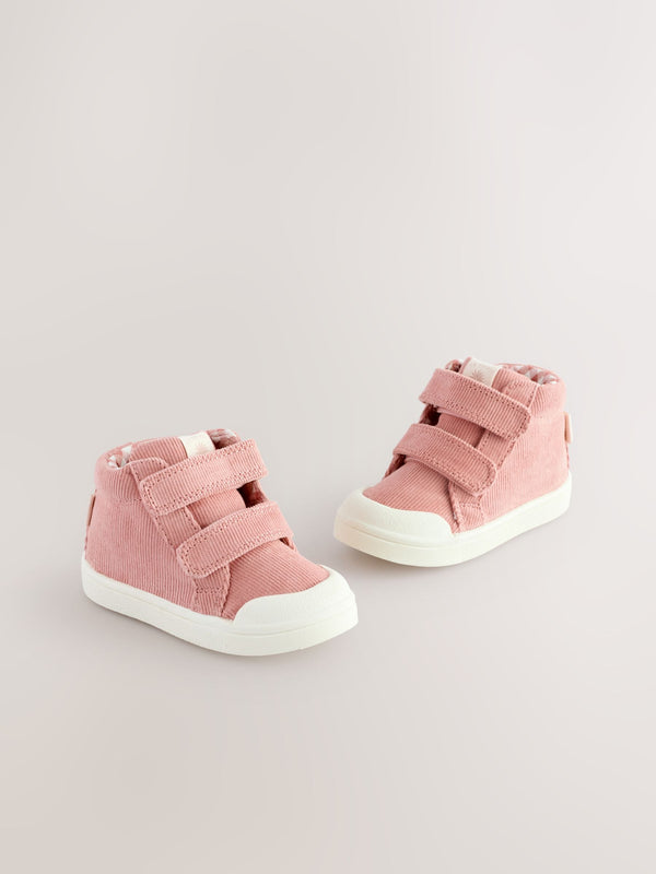 Pink Standard Fit (F) Touch Fasten Strap High Top Washable Trainers