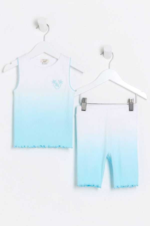 Blue River Island Girls Dip Dyed Rib Top and Short Set