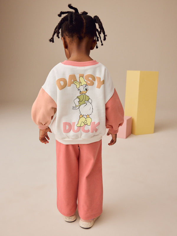 Cream Daisy Duck Sweatshirt and Wide Leg Trousers Set (3mths-7yrs)