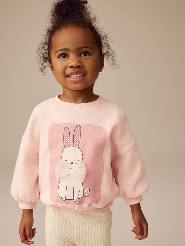 Pink Bunny Crew Sweatshirt (3mths-7yrs)