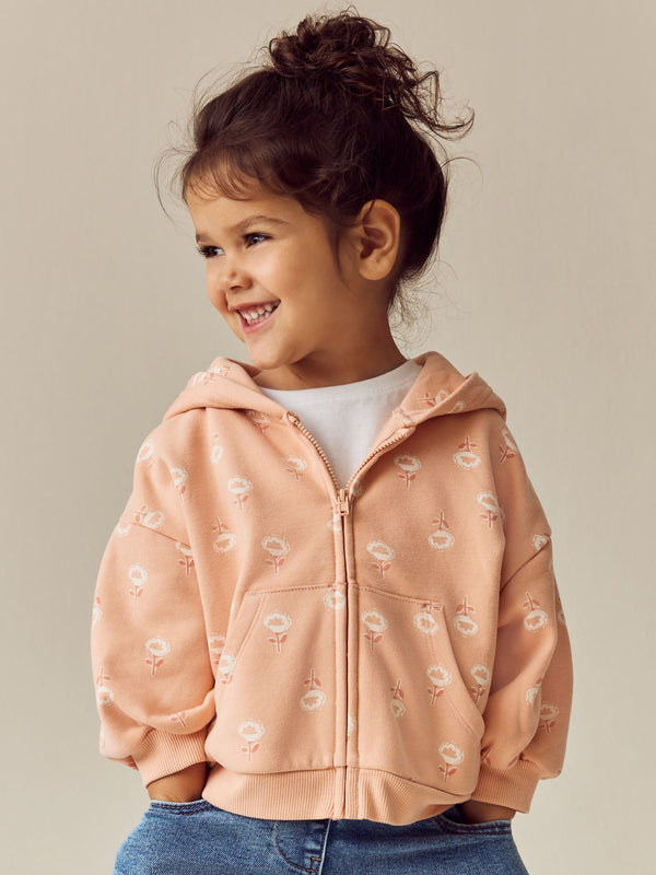 Pink/Cream Zip Through Hoodie (3mths-7yrs)