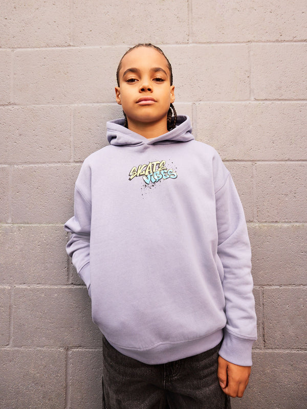 Lilac Purple Back Print Older Boys Graphic Cross-Over Hoodie (3-16yrs)