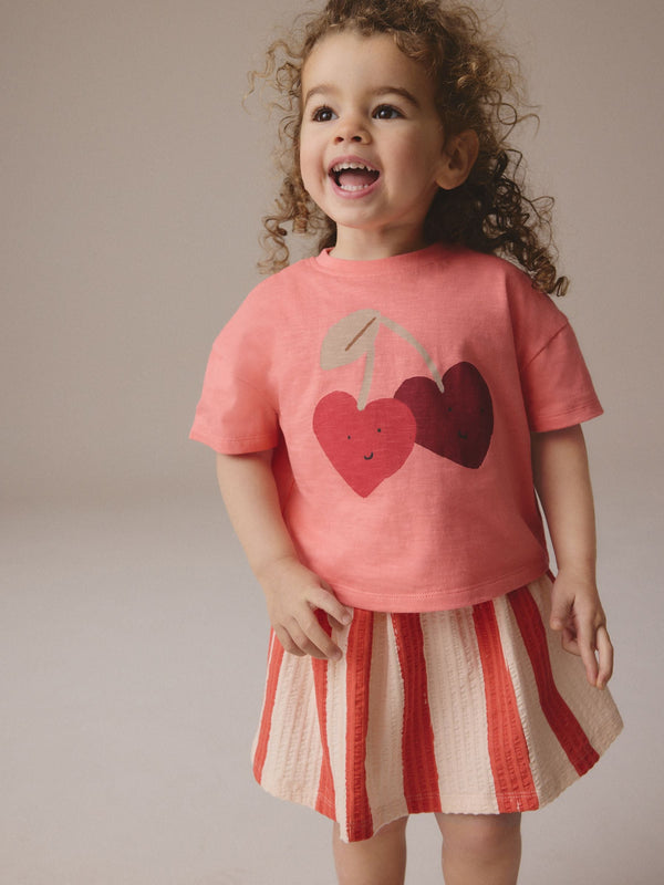 Cherry Pink Short Sleeve Skirt Set (3mths-7yrs)