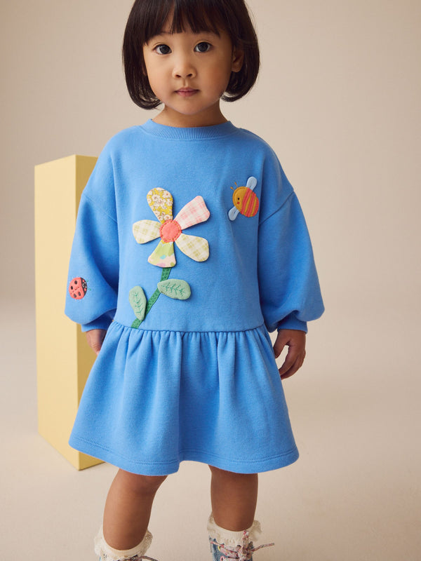 Blue Character Long Sleeve Sweat Dress (3mths-7yrs)