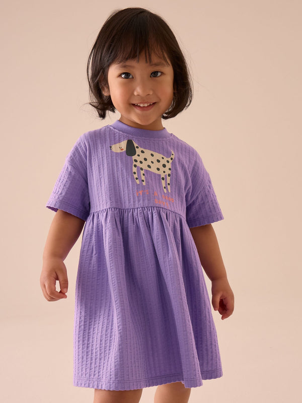 Purple Dog Short Sleeve Summer Dress (3mths-7yrs)
