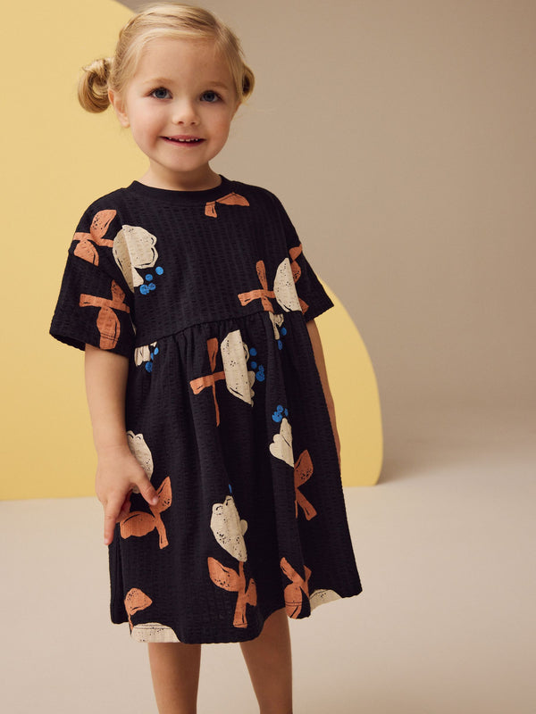 Black/White Short Sleeve Summer Dress (3mths-7yrs)