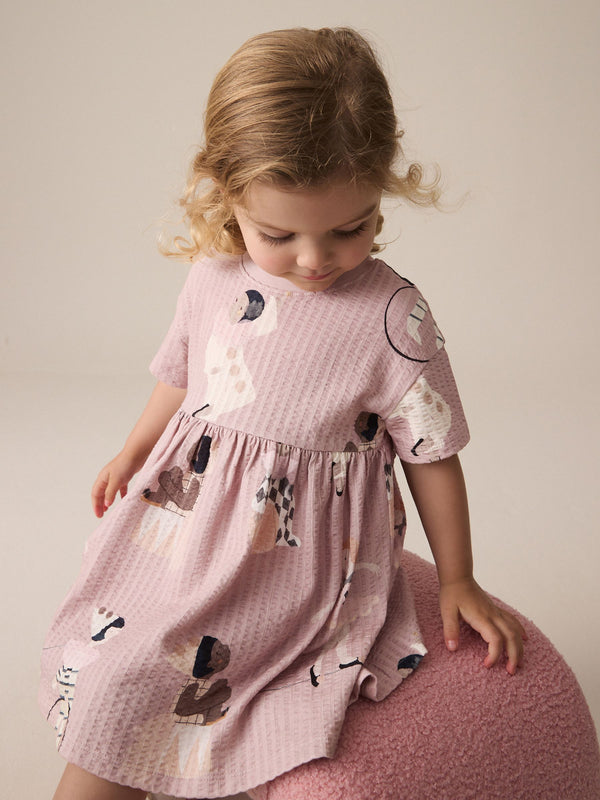 Pink Short Sleeve Jersey Summer Dress (3mths-7yrs)