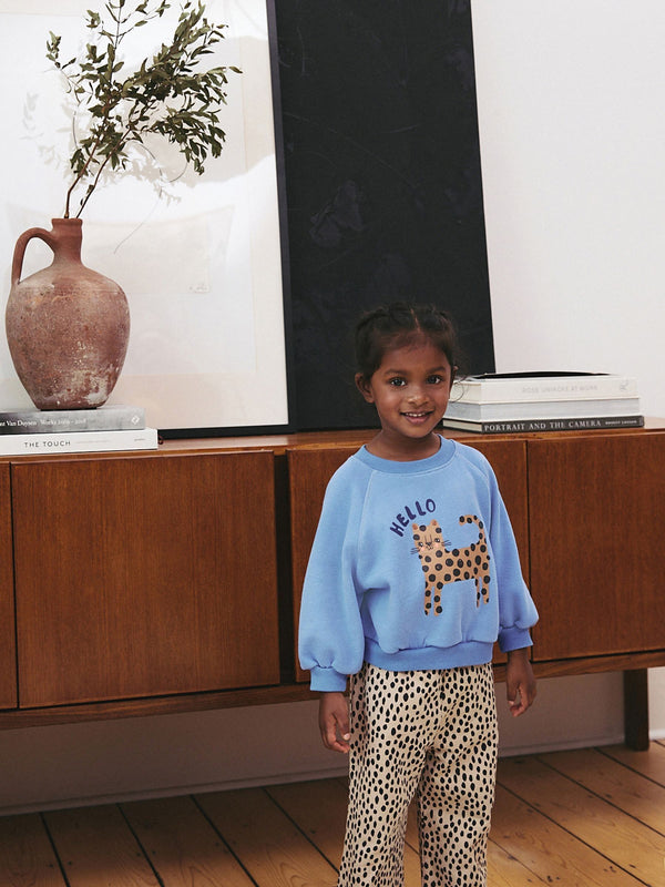 Blue Cat Sweatshirt & Wide Leg Trouser Set (3mths-7yrs)