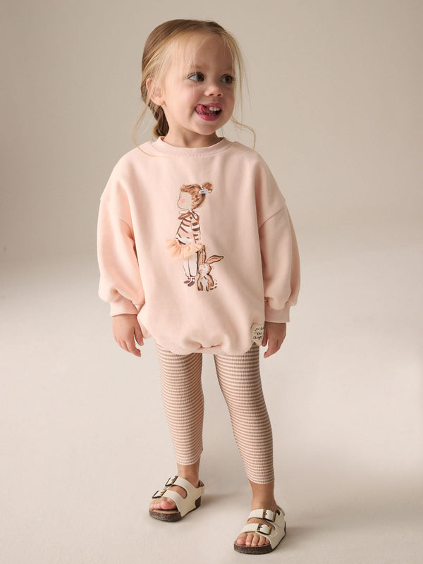 Pink Ballerina Crew Sweatshirt & Leggings Set (3mths-7yrs)