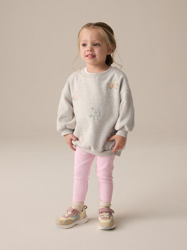 Pink Floral Embroided Sweatshirt and Leggings Set (3mths-7yrs)