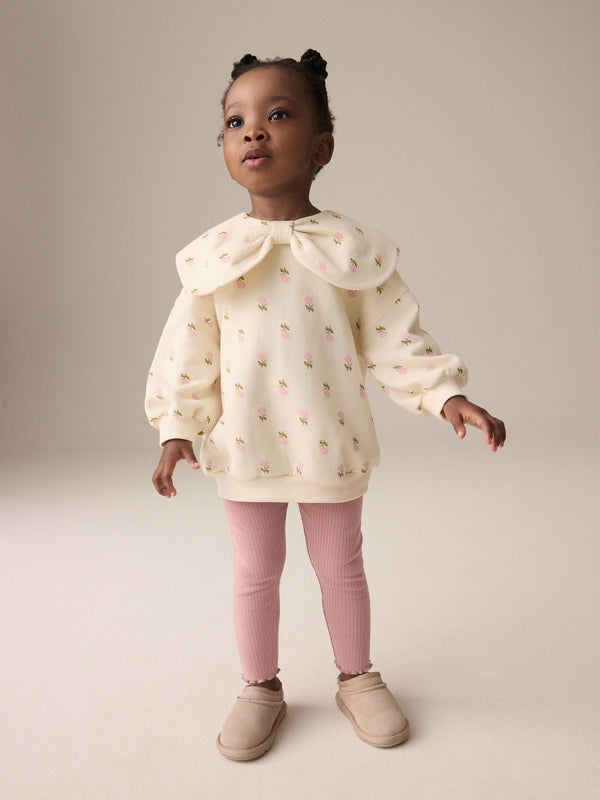 Cream Floral Collared Sweatshirt & Leggings Set (3mths-7yrs)