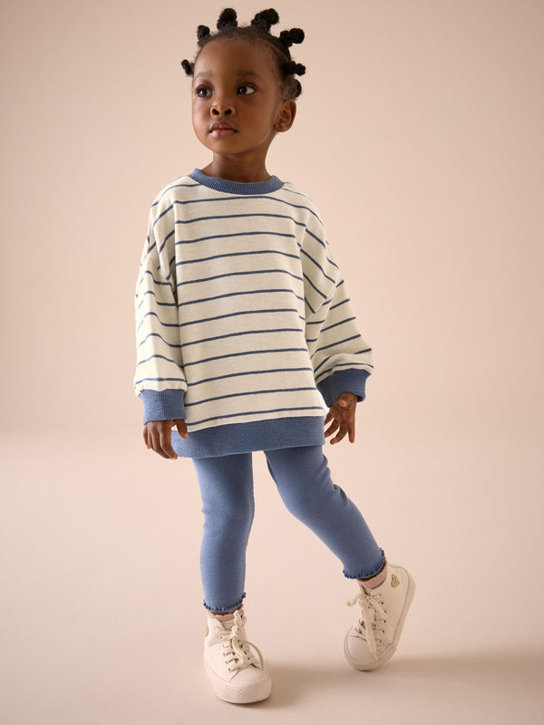 Blue 100% Cotton Sweatshirt and Leggings Set (3mths-7yrs)