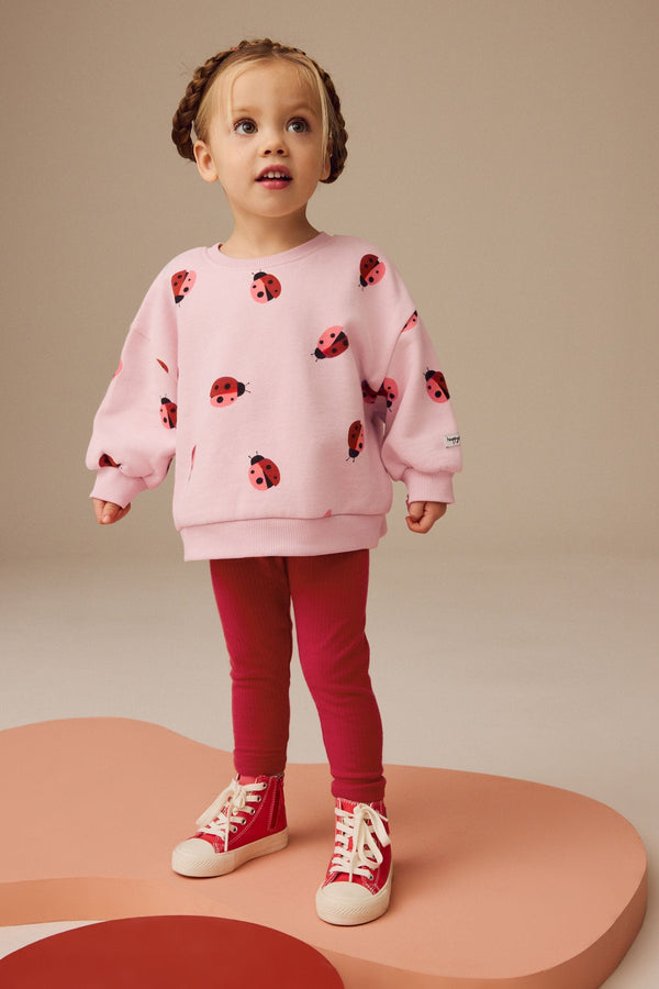 Pink/Red Ladybird Sweatshirt and Leggings Set (3mths-7yrs)