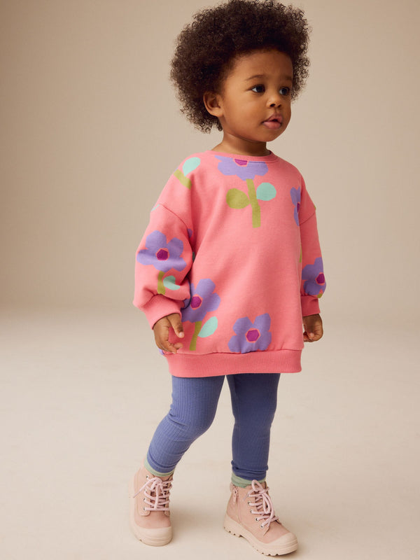 Pink 100% Cotton Sweatshirt and Leggings Set (3mths-7yrs)