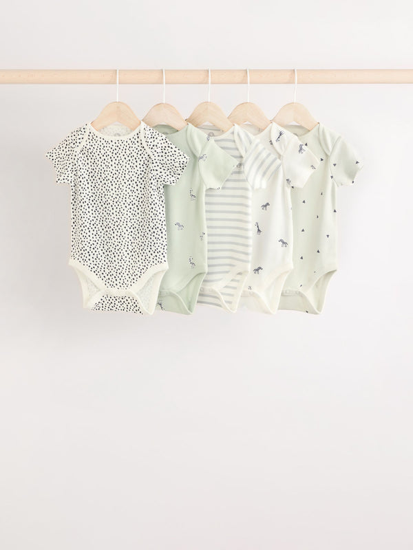 Mint Green Baby Short Sleeve Bodysuits 5 Pack