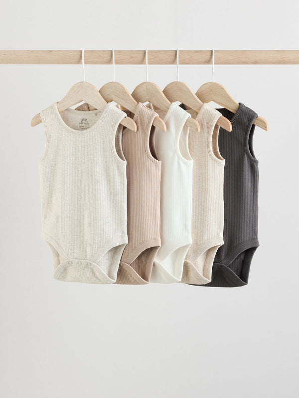 Neutral 100% Cotton Baby Vest Bodysuits 5 Pack