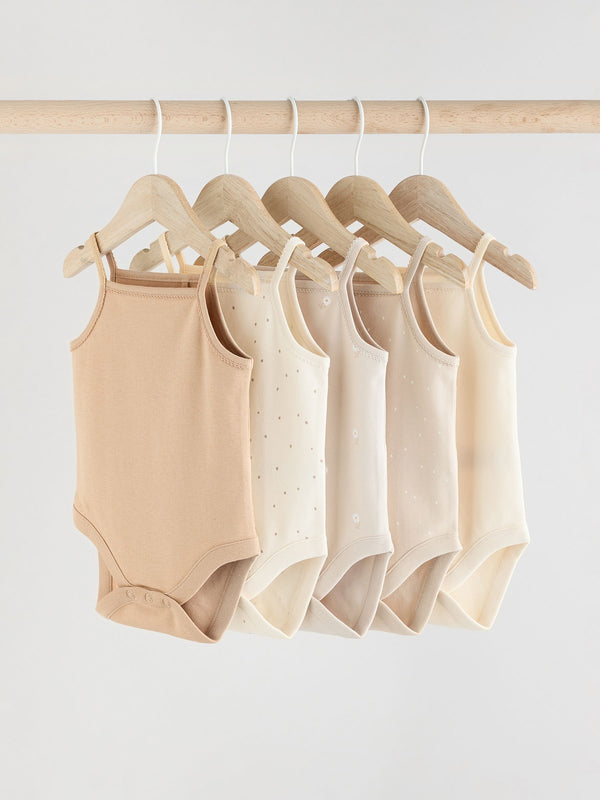 Neutral Baby Strappy Vest 100% Cotton Bodysuits 5 Pack