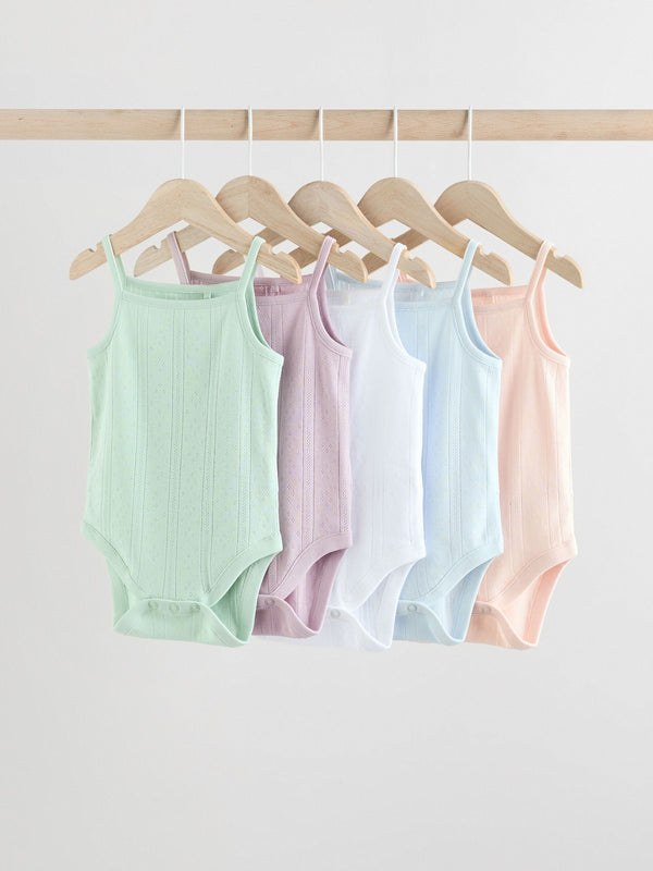 Pastel Baby Plain Vest 100% Cotton Bodysuits 5 Pack
