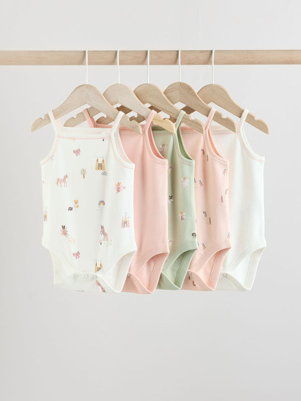 Multi Baby Strappy 100% Cotton Vests 5 Pack