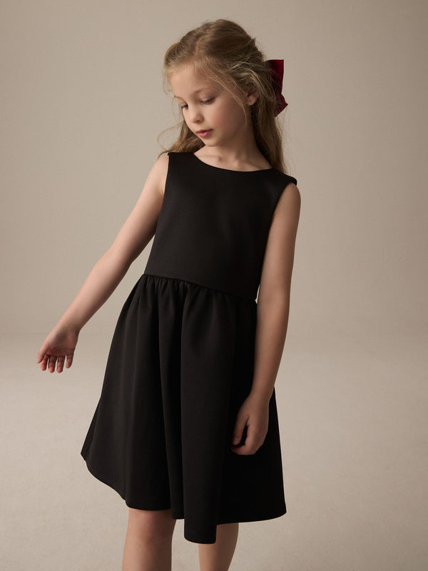 Black Scuba Bow Dress (1.5-16yrs)