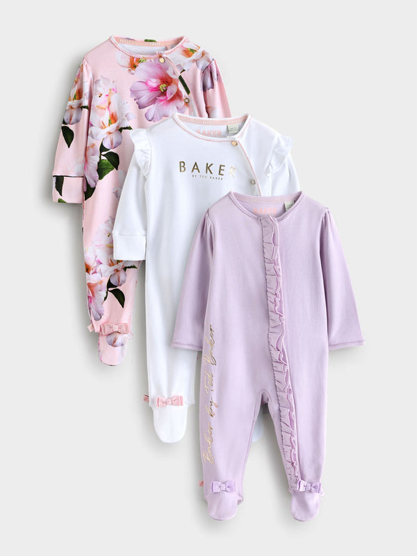 Baker by Ted Baker 100% Cotton Sleepsuits 3 Pack