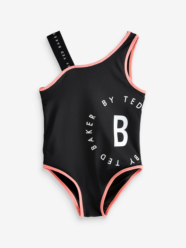 Baker by Ted Baker Logo Print Strap Black Swimsuit