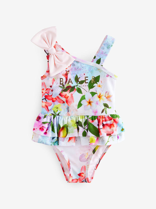 Baker by Ted Baker Pink Floral Bow Shoulder Swimsuit