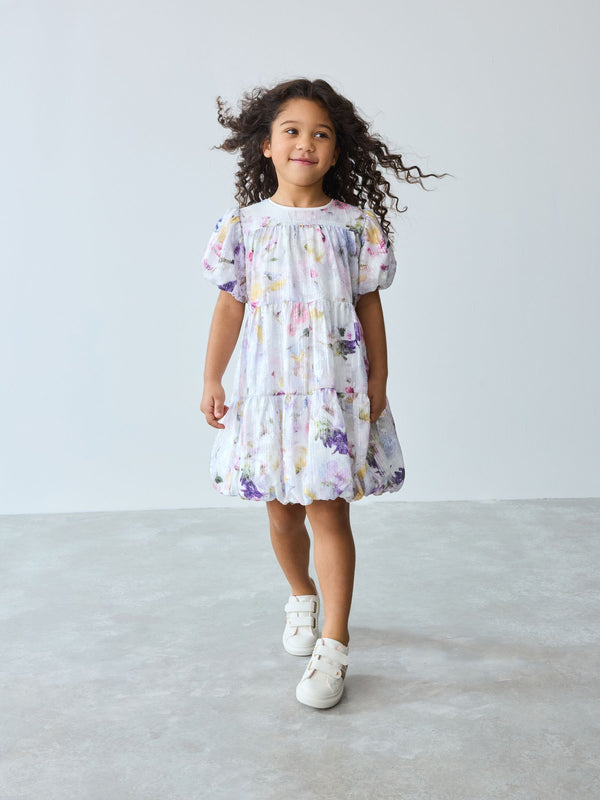 Baker by Ted Baker Multi Sequin Bubble Hem Puff Sleeve Dress