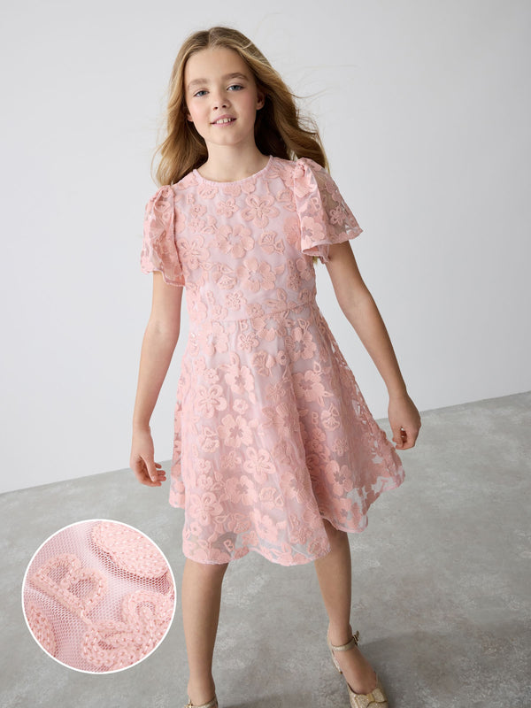 Baker by Ted Baker Pink All-Over Sequin Floral Pattern Dress