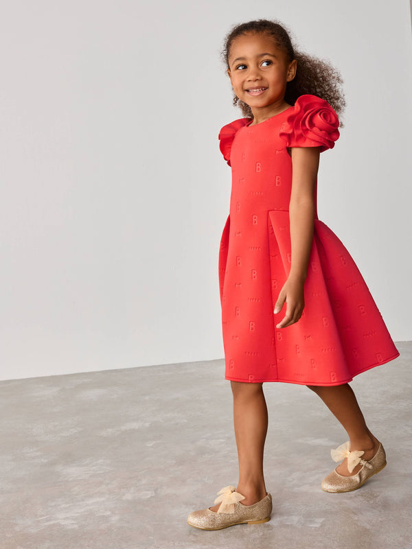 Baker by Ted Baker Rose Sleeve Detail Embossed Scuba Dress