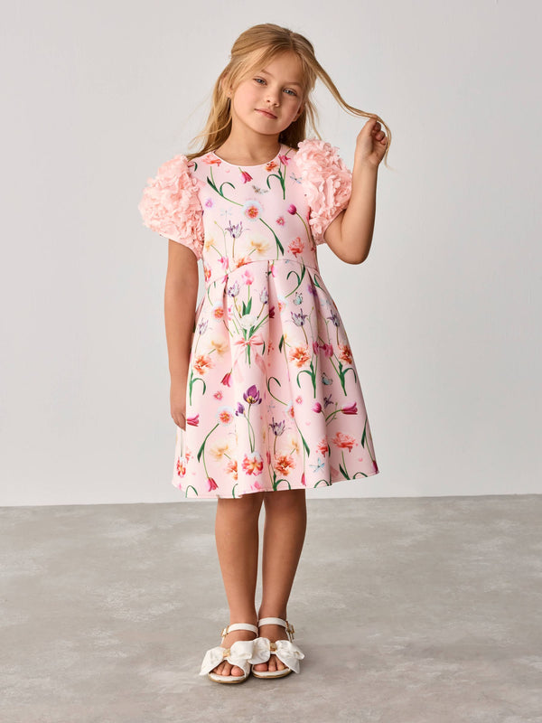 Baker by Ted Baker Pink 3D Sleeve Floral Print Scuba Dress