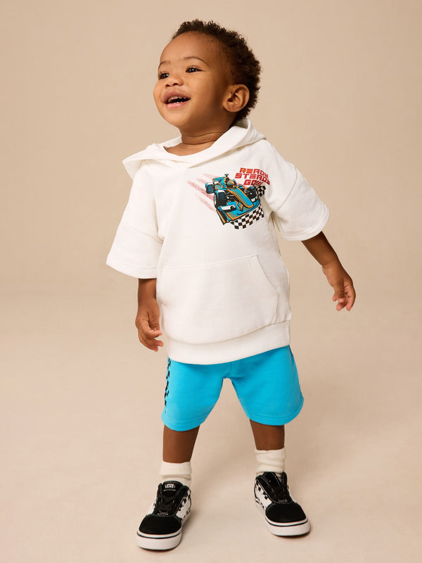 White/Aqua Sweatshirt and Shorts Set (3mths-8yrs)
