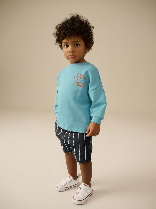 Blue/Black Sweatshirt and Shorts Set (3mths-7yrs)