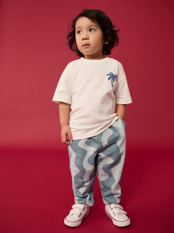 Grey Wavy 100% Cotton Patterned Jersey Joggers (3mths-7yrs)