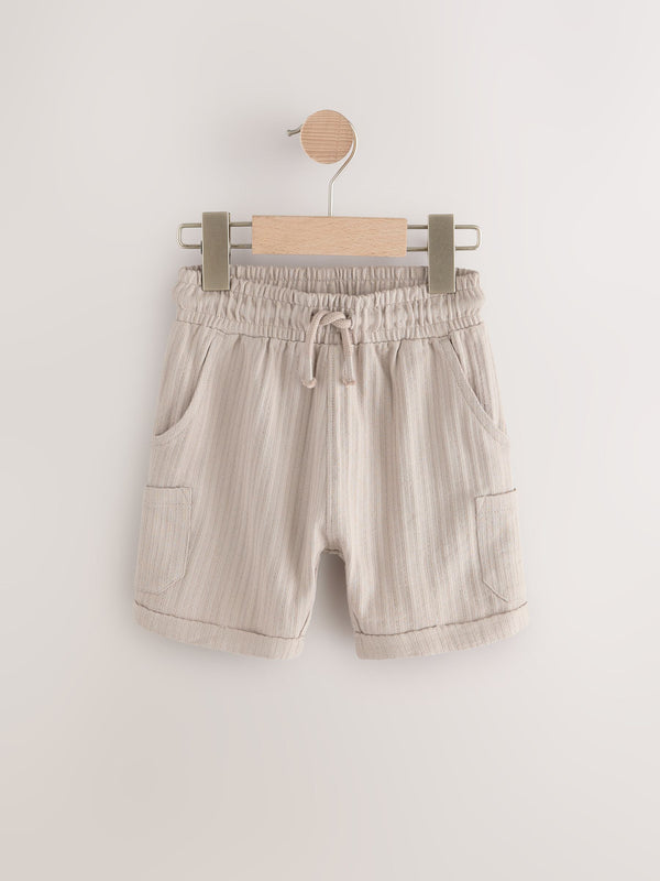 Ecru Off White 100% Cotton Lightweight Textured Jersey Shorts (3mths-7yrs)