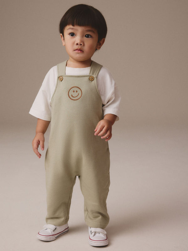 Sage Green 100% Cotton Jersey Dungaree And T-Shirt Set (3mths-7yrs)