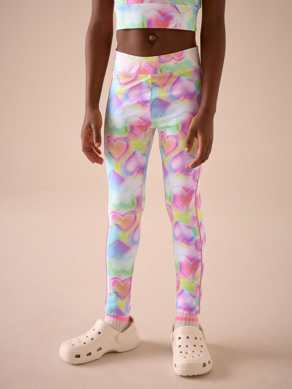 Multi Pink Heart Sports Leggings (3-16yrs)
