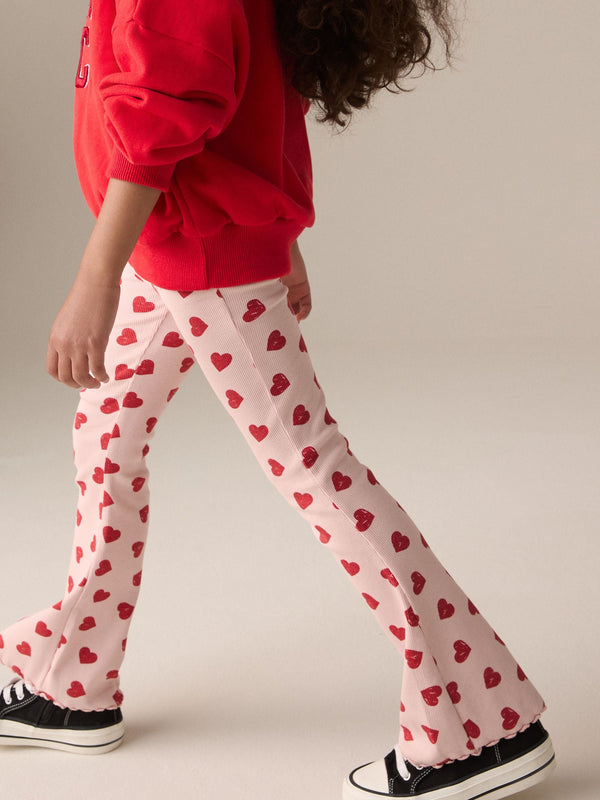 Pink Heart 1 Pack Rib Flare Leggings (3-16yrs)