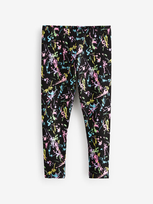 Black Colourful Splat Printed Leggings (3-16yrs)