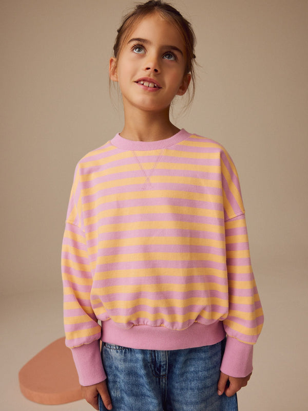 Pink/Orange Stripe 100% Cotton Sweatshirt (3-16yrs)