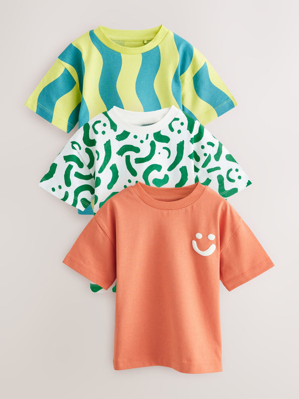 Green/Yellow Short Sleeve T-Shirts 3 Pack (3mths-7yrs)
