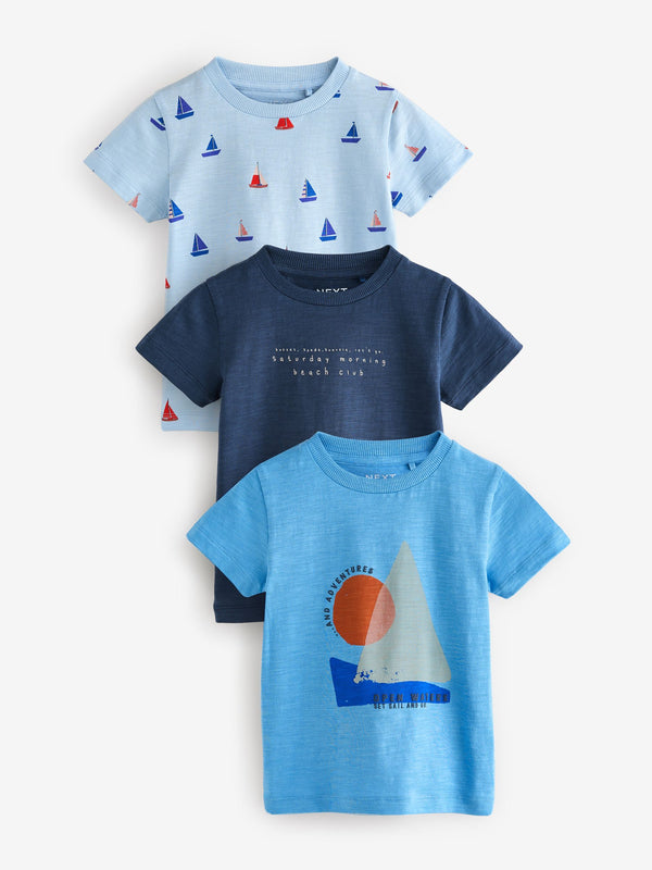 Blue Boats Short Sleeve T-Shirts 3 Pack (3mths-7yrs)