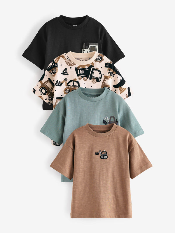 Black/White Short Sleeve T-Shirts 4 Pack (3mths-7yrs)