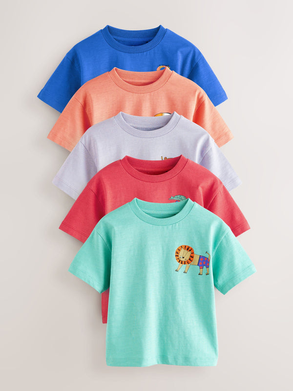 Multi 100% Cotton Short Sleeve T-Shirts 5 Pack (3mths-7yrs)