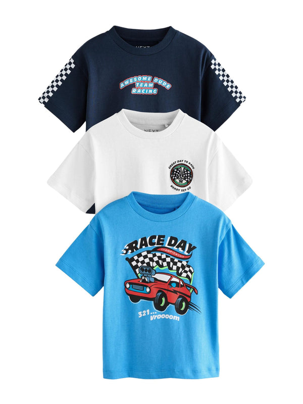 Blue/Black Short Sleeve T-Shirts 3 Pack (3mths-7yrs)