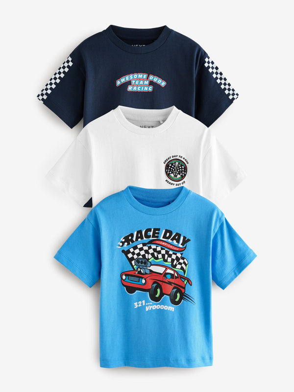 Blue/Black Short Sleeve T-Shirts 3 Pack (3mths-7yrs)