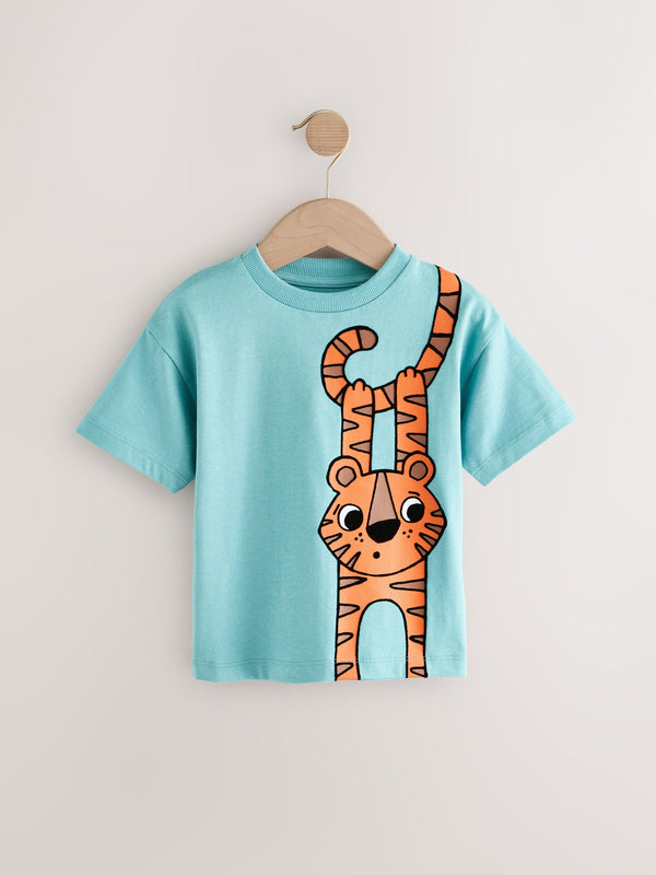 Blue 100% Cotton Short Sleeve Graphic T-Shirt (3mths-7yrs)